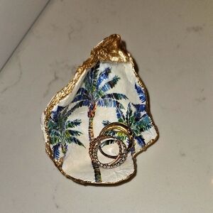 Hand Crafted Gold and‎ Blue Palm Leaf Trinket Dish